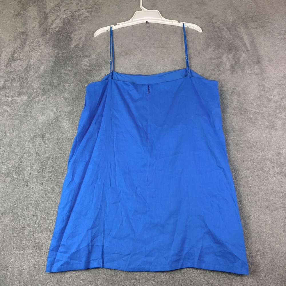 Gianni Bini Womens XL Blue Linen Blend Mini Dress Spaghetti Strap Summer Coastal - Picture 12 of 14